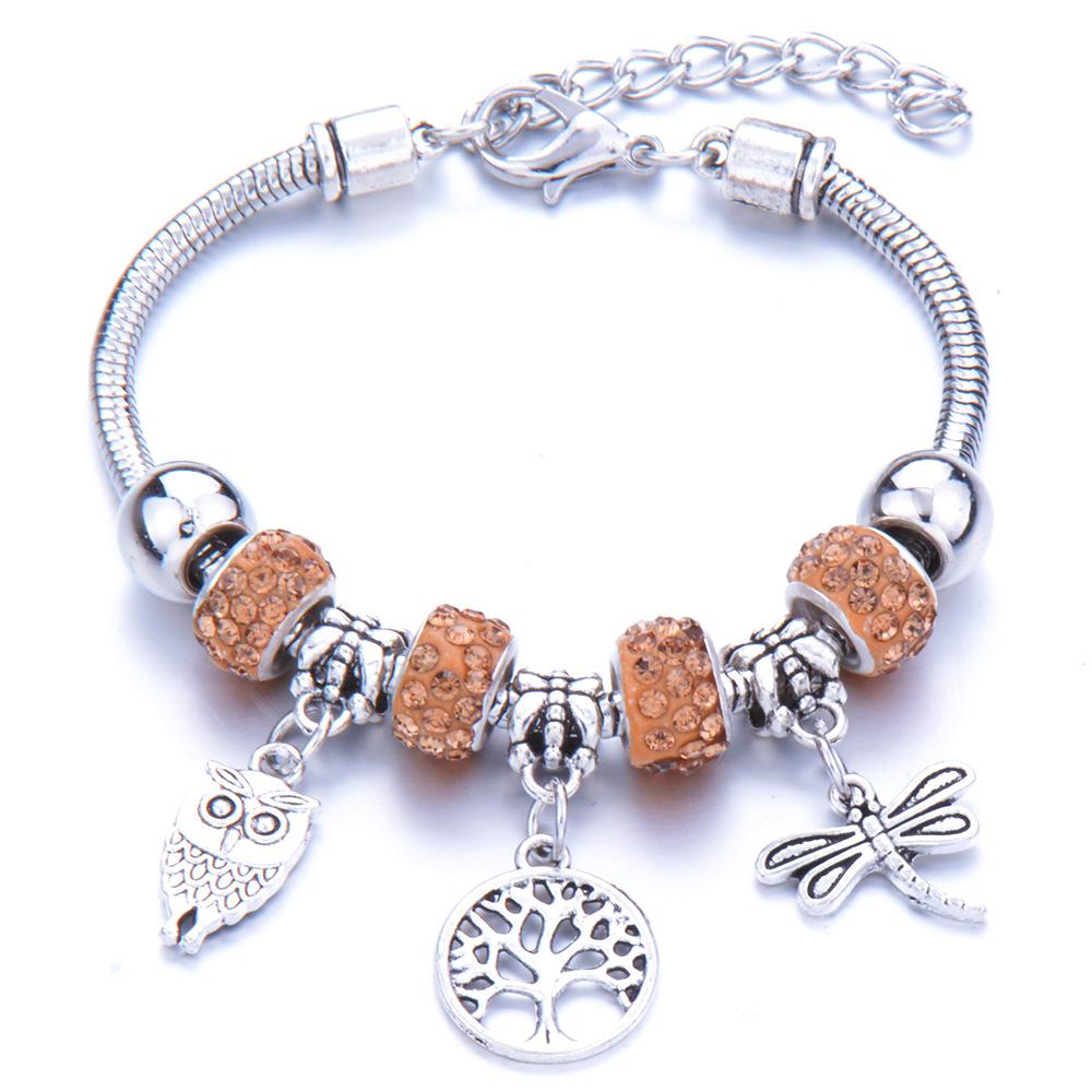 Pulseira em Forma de Coração Liga Design de Elefante Furo Grande Contas de Vidro Transparentes Joia Presente para Mulheres