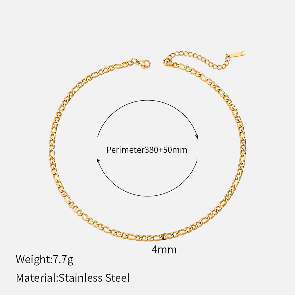 European and American Fashion Niche Design Stainless Steel Necklace Popular Real Gold Electroplated Cuban Chain Women's Necklace