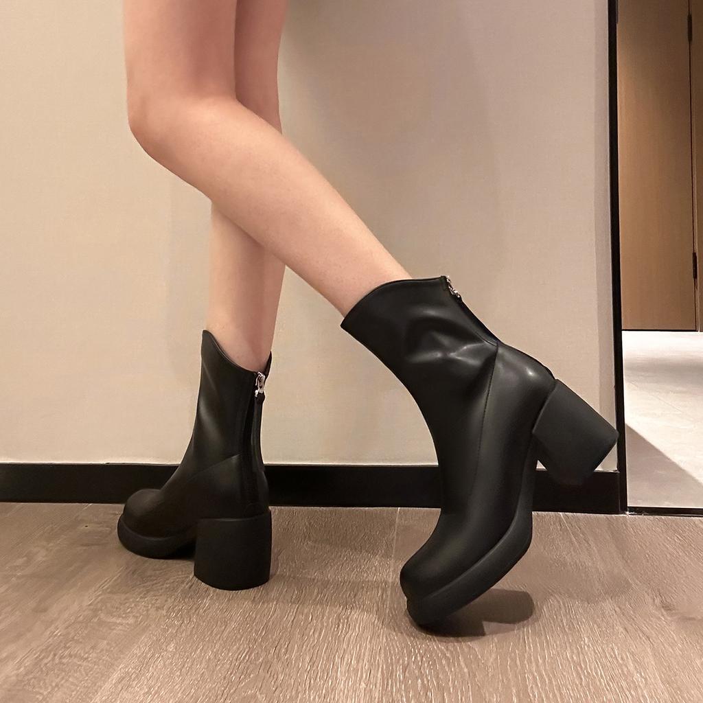 Boots Women'S High Heel Short Boots Women'S Single Boots Thick Heel Skinny Boots Small Martin Boots