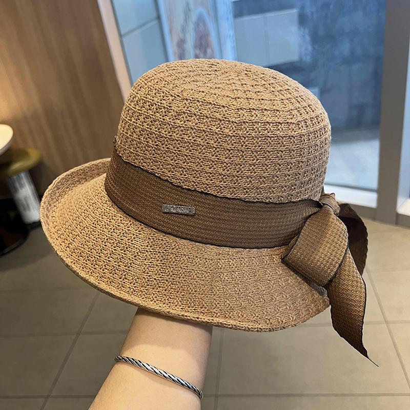 

Элегантная шляпа-цилиндр с загнутыми полями, женская весенне-летняя, хлопково-льняной вязки, модная, универсальная, в пасторальном стиле, шляпа-ведро, зрительно уменьшающая лицо, для путешествий adult average size 54-58cm