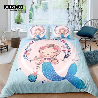 Home Living Luxury 3D Mermaid Bedding Set Marine Life Duvet Cover Pillowcase Queen and King EU/US/AU/UK Size Comforter Bedding