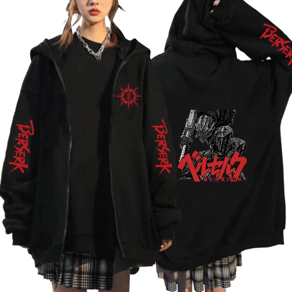 Autumn Winter Zip Coat Hoodie Fashion Sweatshirt Harajuku Anime Berserk Cool Loog Sleeve Men Women Jackets Clothes Harajuku Puck