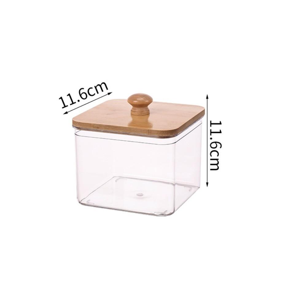 Transparente Waschpulver-Aufbewahrungsbox mit Bambusdeckel Multifunktionaler Wattestäbchenhalter Acryl-Waschküchen-Organizer Gläser