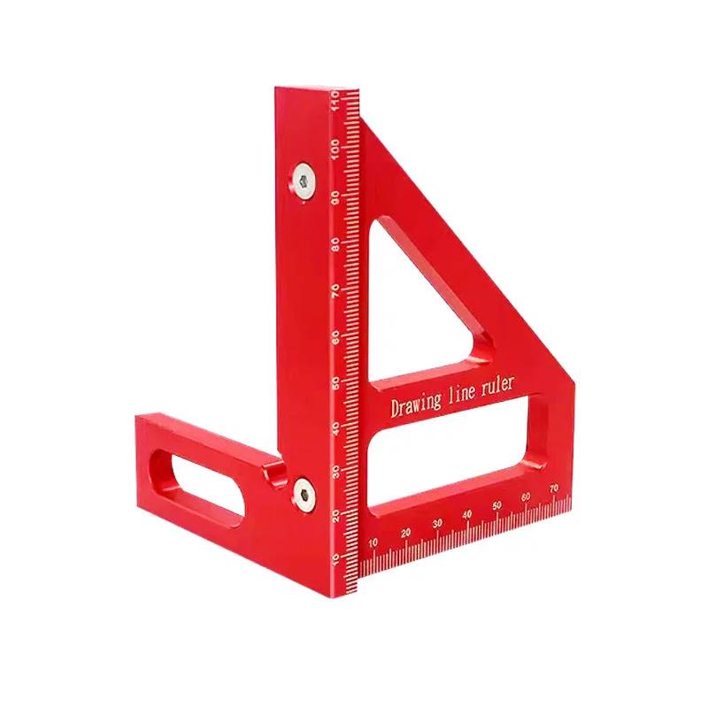 Woodworking Square Protractor Miter Triangular Ruler with Dowel Pins High Precision Layout Measuring Tool for Engineer Carpenter