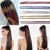 Funkelnde synthetische Haarverlängerung, holografischer Glitzer, bunte Laser-Seiden-Party-Haarverlängerungen, goldene Seide, Bing-Haar