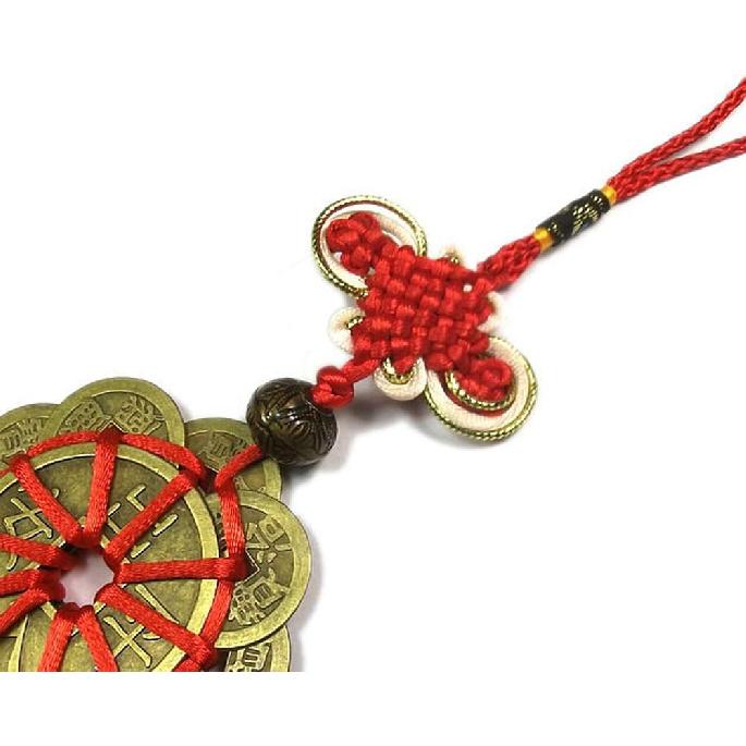 Chinese Feng Shui Ten Emperor Money Co with Chinese Knot Office Bedroom Car Hanging Ornaments Decoration Lucky Co for Wealth and Success (12 Co+Red