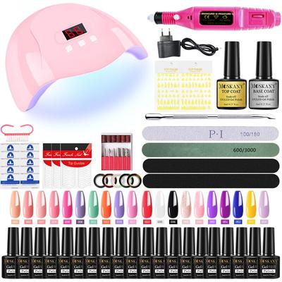 MOSKANY Professionele Nagelset Nagelgel Kit Met 54W UV Nagellamp En Nagelboor Voor Alle Drogen Gel Nagellak Manicure Set