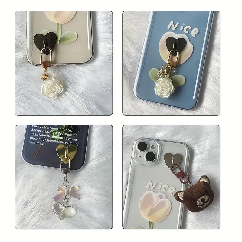 2 Pièces Porte-Charme de Téléphone en Métal en Forme de Cœur Cœur d'Amour Anneau de Doigt pour Téléphone Crochet Auto-Adhésif pour Support Arrière de Téléphone Portable