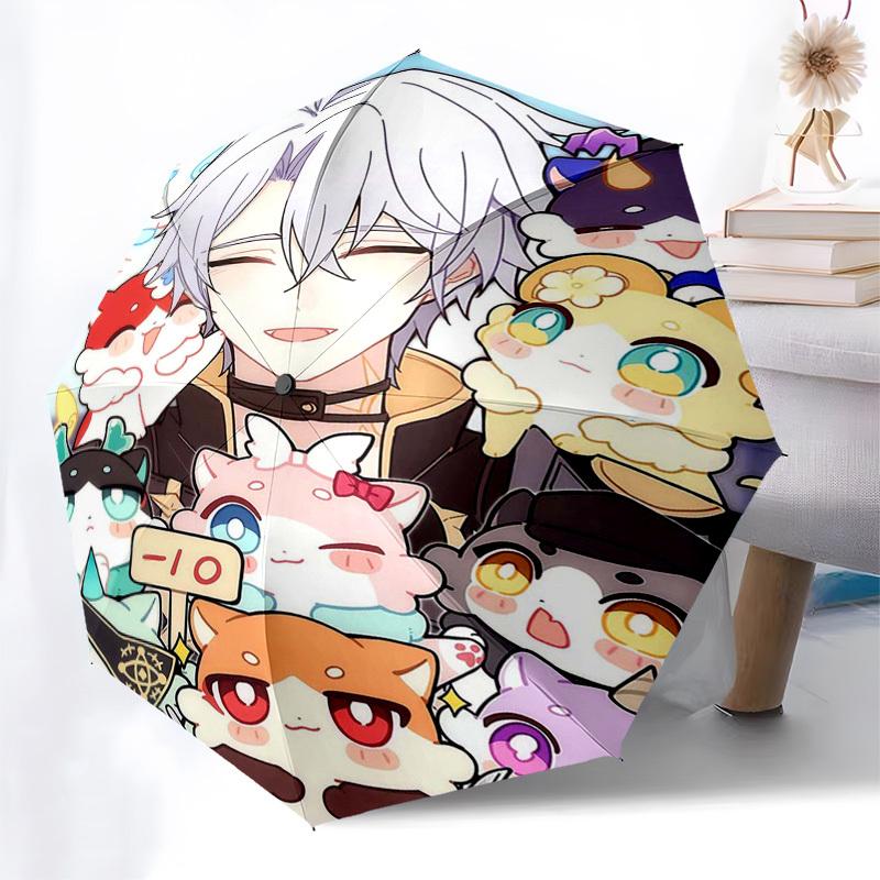 1pc Outdoor Umbrella with Cute Anime Characters - Automatic Opening/Closing, Portable 3-Fold Design, 8-Rib Iron Frame - Perfect Gift for Fans, Tr