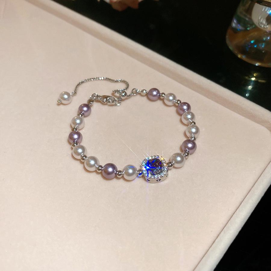 Elegant Crystal Flower Pearl Bracelet - Light Luxury Whitening Jewelry