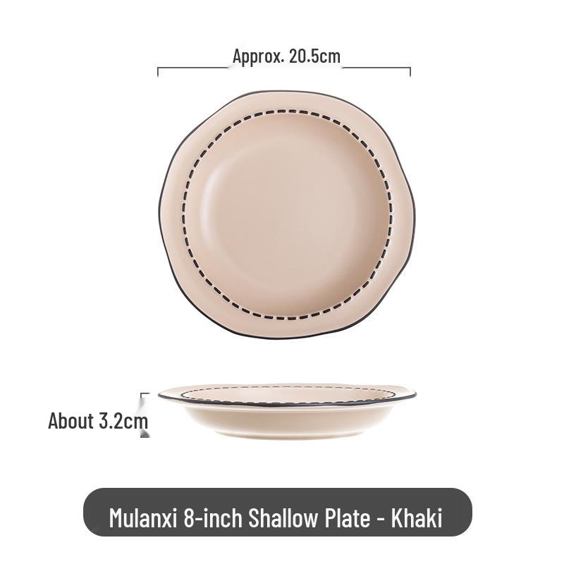 Magnolia Creek Ceramic Rice Bowl and Plate Set - Japanese Underglaze Tableware, Stylish Ins Style.