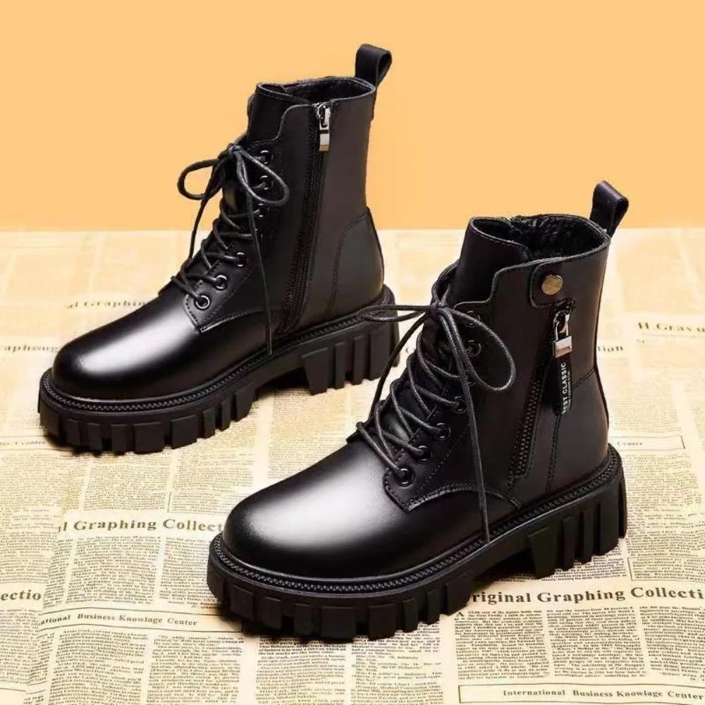 2025New Boots Ladies Lace-Up Shoes for Women Warm Platform Zipper Ankle Boots Soft Women Shoes Winter Boots Fashion Botas Mujer