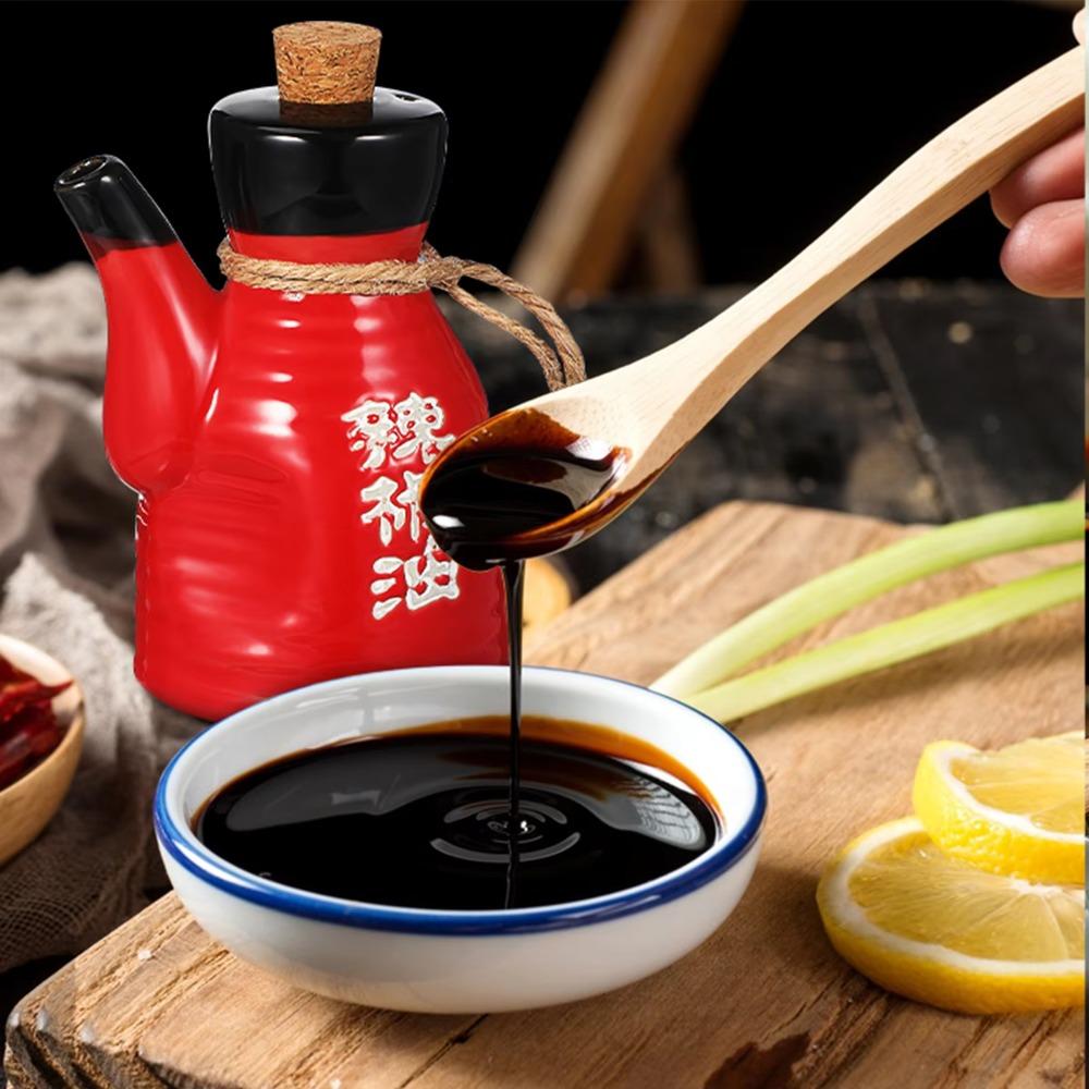 Ceramic Japanese Style Soy Sauce Bottle Vintage Dinning Table Condiment Dispenser Hotel