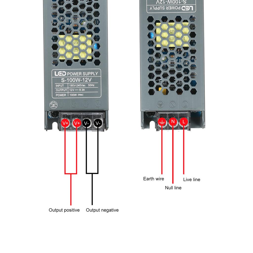 Neoglint Ultra Thin Power Supply Adapter Transformer for LED Strip Light AC190V 240V to DC 24V 8.3A 200W Power Supply