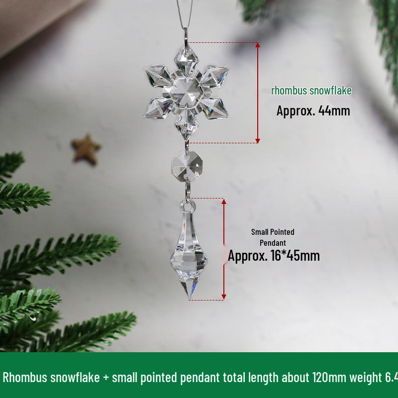 Transparent Acrylic Snowflake Ornament Set with Crystal Bead Strings for Christmas Tree Decoration