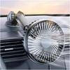 12V/24V USB Car Dashboard Fan - Adjustable Suction Cup Mount, 360° Rotating Clip- Fan for Vehicles