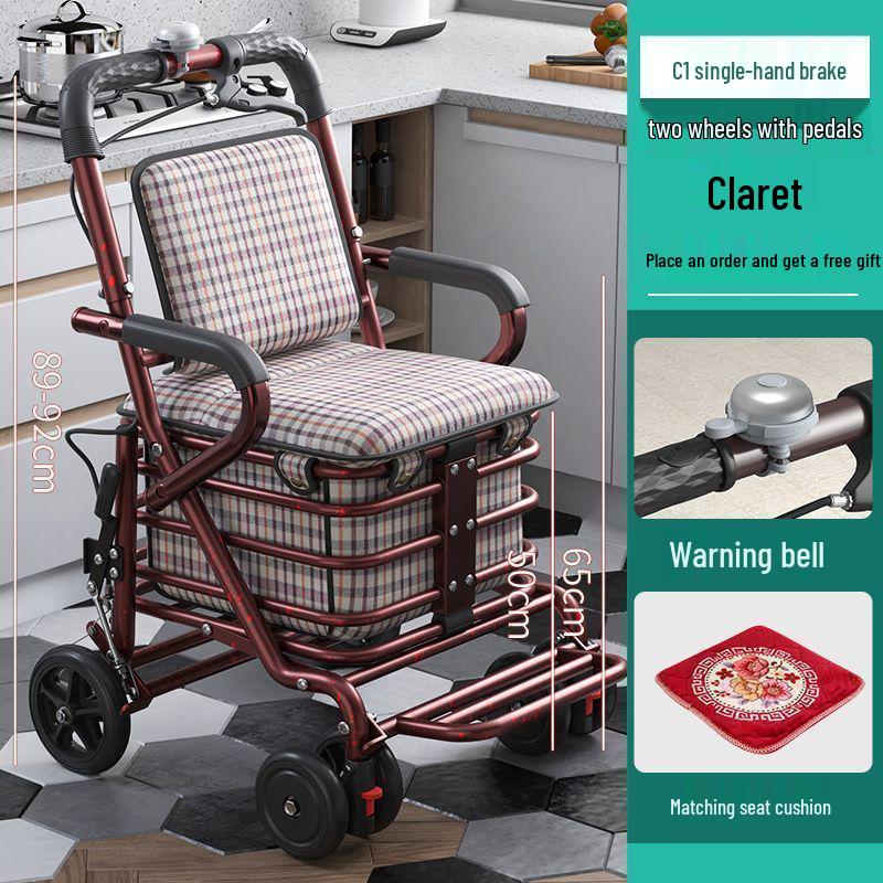 Leide Zhu Foldable Mobility Handcart: Sit & Push Shopping Trolley for Elderly