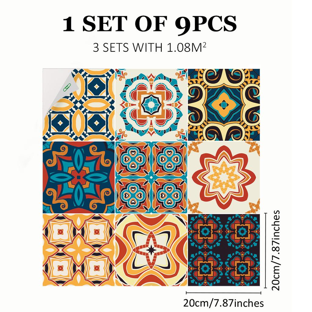 Mediterranean Wind Thickened Living Room Wear-Resistant Retro Pvc Floor Sticker Matte Floor Tile Self-Adhesive Bathroom Wall Sticker