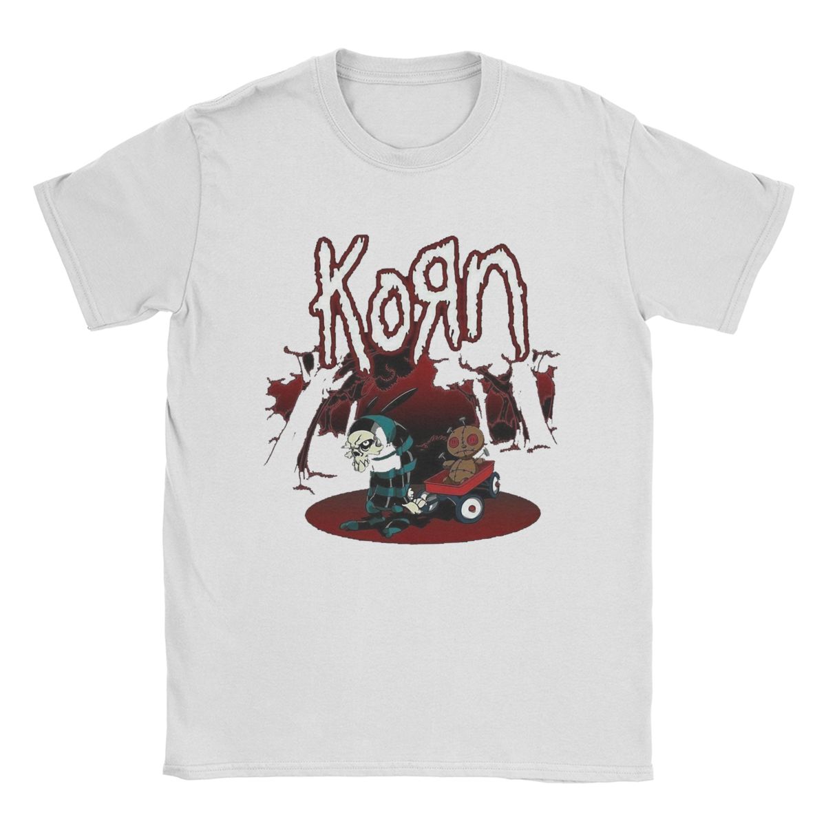 

Korn Band Rock T-Shirts Men Casual 100% Cotton Tees O Neck Short Sleeve T Shirts Summer Clothing XL білий