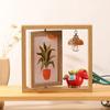 6-Inch Modern Double-Sided Rotating Wooden Photo Frame & Album with Wood Carving Ornament