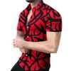 Men's Striped Printed Short Sleeve Shirt, Fashionable and Casual Loose Shirt