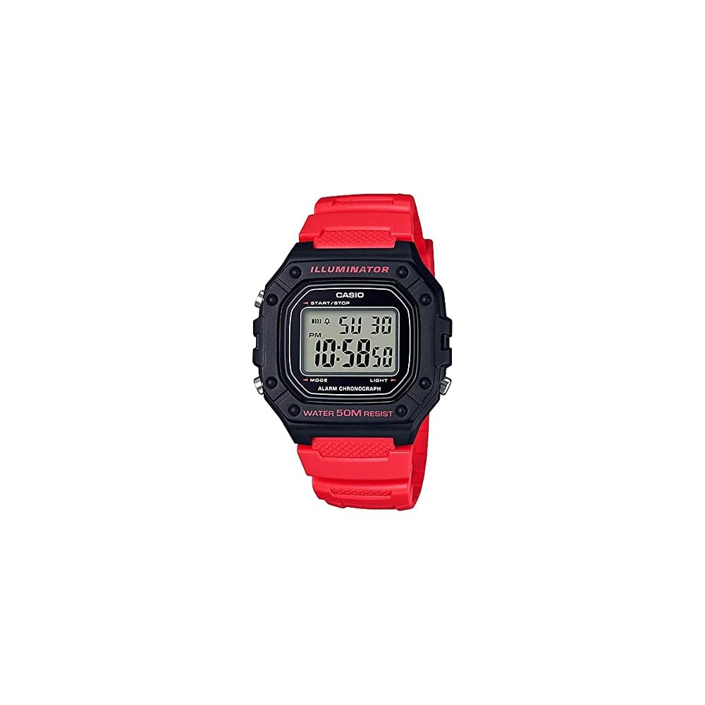 Casio Standard Digital Watch W-218H-4BV Red Unisex Lightweight Water Resistant 50m