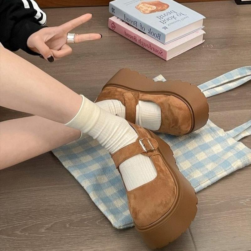 

Мода 2025 Женская обувь Ремешок с пряжкой Женские туфли на высоком каблуке Супервысокий Самый продаваемый Однотонные платья Босоножки Женские Новые Круглый носок Каблуки-платформа 40