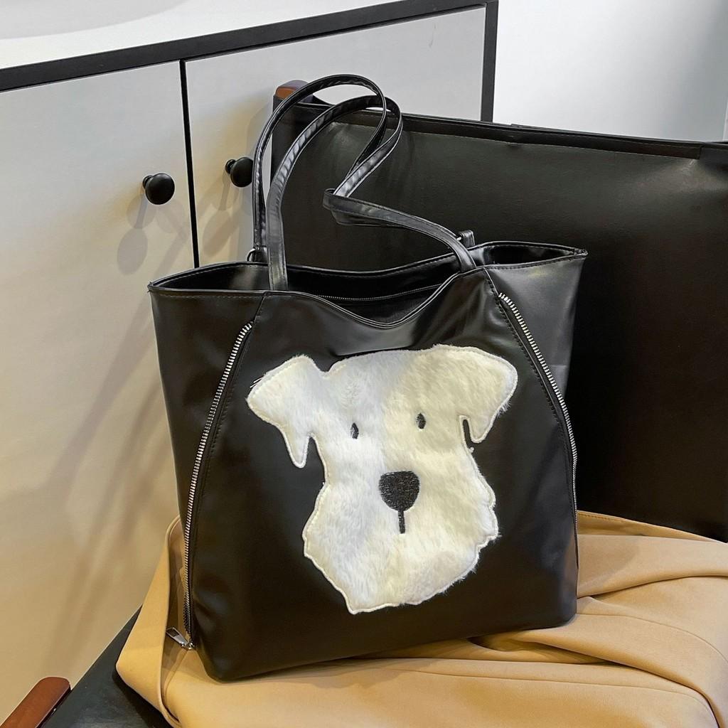 Stylish Street Trend Nylon Backpack With Adorable Cartoon Dog Design For Daily Use