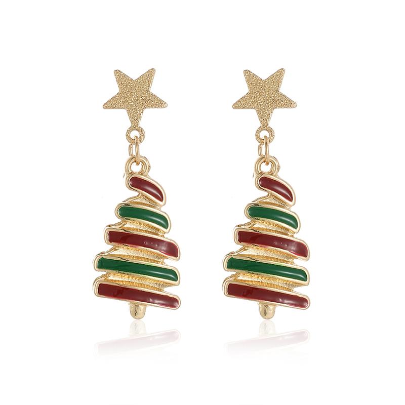 New Fashion Christmas Earrings for Women Cute Cartoon Gingerbread Man Zircon Elk Snowflake Xmas Tree Pearl Earring Girl Jewelry