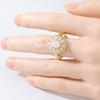 Dazzling Inlaid Imitation Opal Flower Women's Ring Trendy Gold Color Geometry Daily Wear Party Jewelry Anniversary Gift