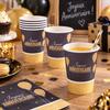 Cardboard Cups - EDEN - Happy Birthday - Gold Balloon Pattern - Blue - 25 Cl - Pack of 6