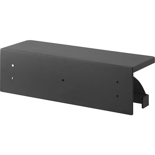Yamazaki Tower Double Wall-Mounted Toilet Paper Holder with Shelf, Black, 28.5cm W X 12cm D X 8.5cm H (Includes Drywall Tweezers and Wood Screws) - 13