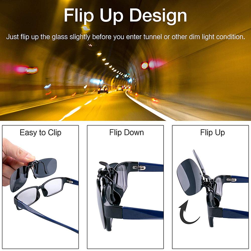 2 Pcs Outdoor Sunglasses Clip On Polarized Sun Glasses Driving Eyeglasses Clip Sunglasses