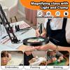 USB Plug In 10 X Magnifier Table Lamp, Glass Lens, 3 Rocker Arms, Dimmable LED Magnifier Reading Craft Hobby Close Work