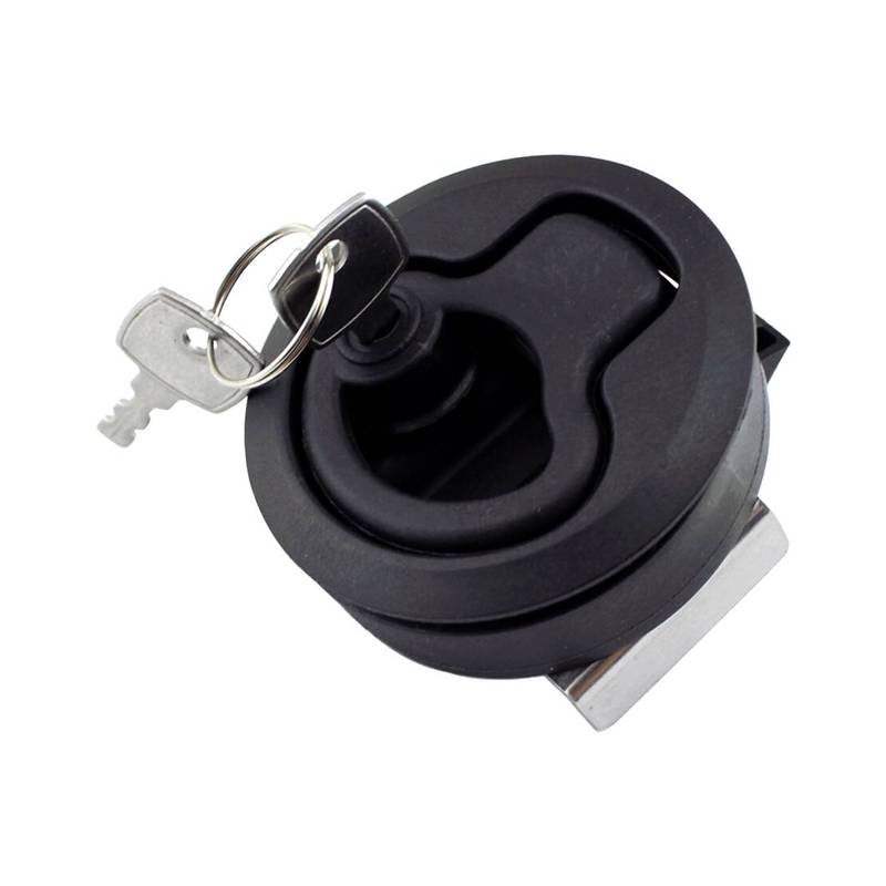 2" Flush Pull Slam Latch With Lock for RV Boat Marine Deck Hatch Door Plastic Black Universal
