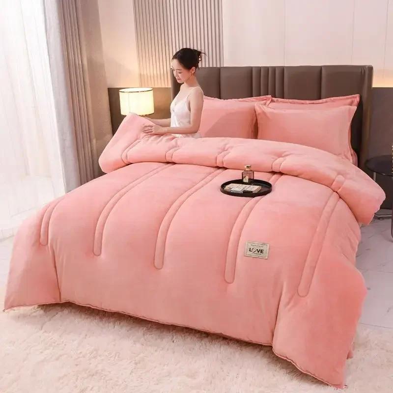 

Теплое зимнее одеяло из овечьего бархата, толстое фланелевое и двухстороннее одеяло из овечьего бархата, стеганое, толстое, теплое и удобное 150x200cm 2.5kg розовый