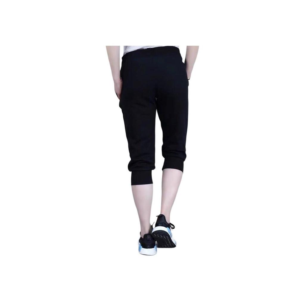 adidas Logotyp Boktryck Mönster Dragsko Elastisk Midja Andningsbara Sportbyxor Dambyxor Svart S97150