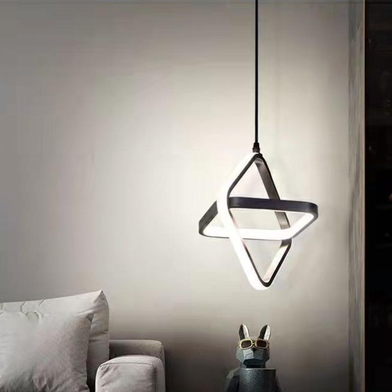 Modern Minimalist LED Chandelier Black and White Round Square Living Room Dining Room Bedroom Bedside Decorative Lighting