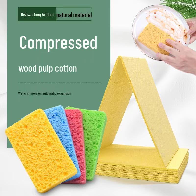 Eco-Friendly Wood Pulp & Cotton Magic Eraser Sponge - Absorbent, Degreasing, Scouring Pad