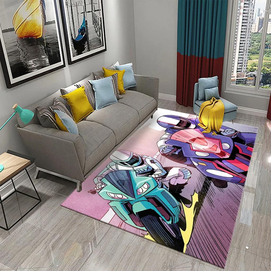 3D Vintage Cool Classic Motorcycle Carpet Oil Painting Art Carpet Home Bedroom Living Room Decorations Rug Bathroom Non-Slip Mat