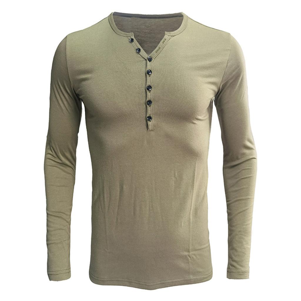 Men's Casual Solid-Color Slim-Fit  Long-Sleeve Base Layer Top
