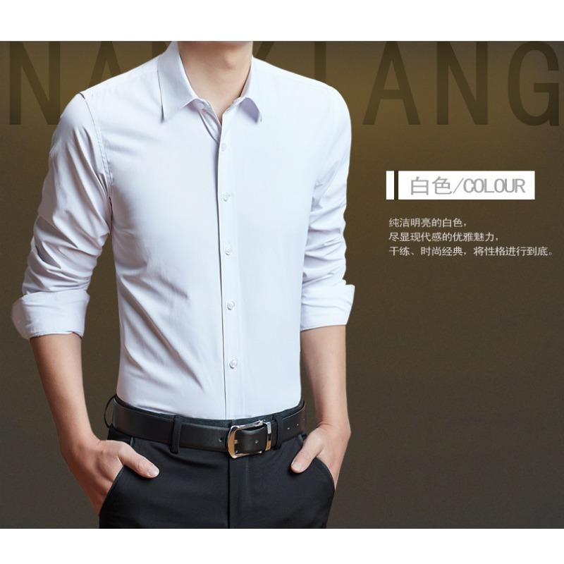 Pánská business casual košile s dlouhým rukávem, úzký střih, jednobarevná, formální