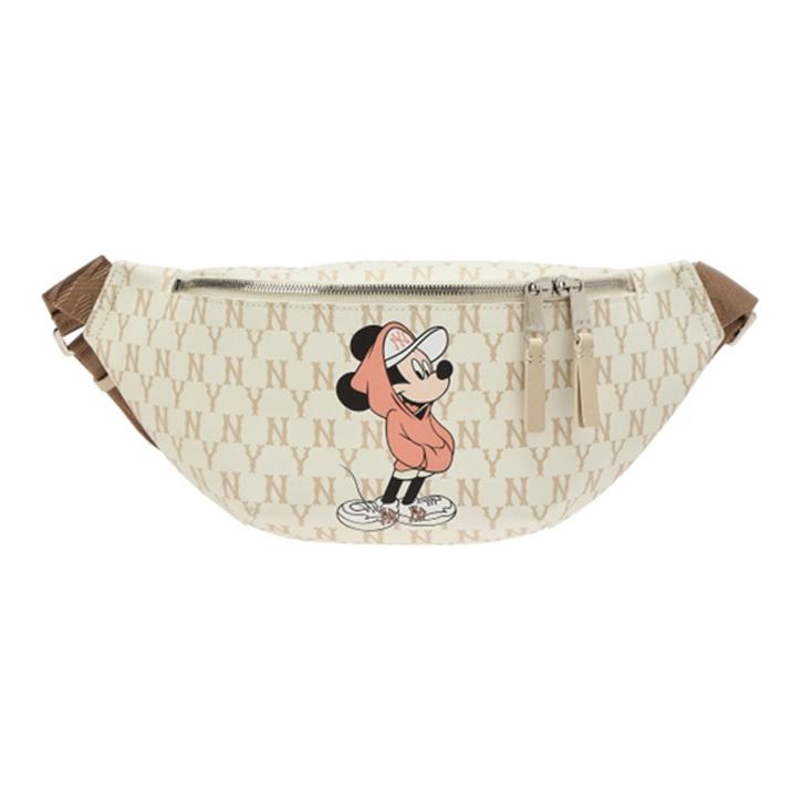MLB X Disney Mickey Minnie Print Vintage Floral Crossbody Chest Bag Waist Bag Unisex Bags Multi-color 32BGKC011