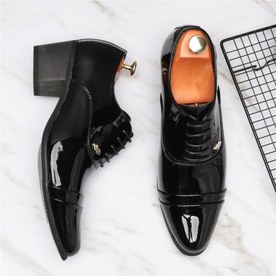 New British Fashion Men's Pointed Thick-soled Height Increasing Cuban  Shoes Male Wedding Prom Homecoming Oxford Footwear