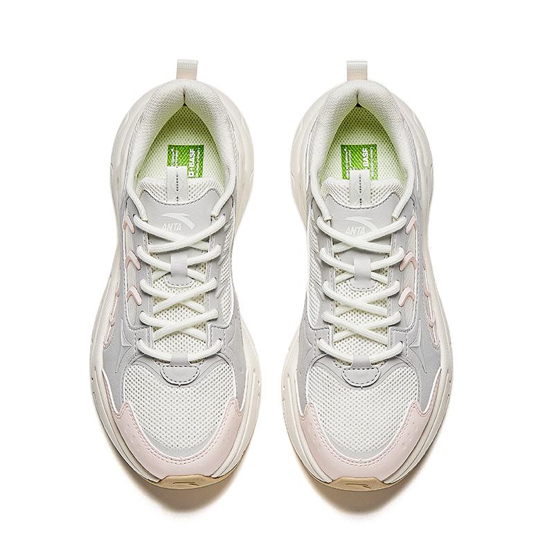 Anta Pulse Comfortable Lightweight Versatile Thick Sole Height Increasing Non-Slip Low-Top Casual Shoes Women sneaker Ivory 122628851-1