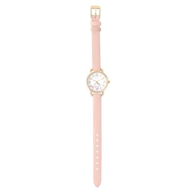 Fieldwork Analog Watch with Sanrio Cute Synthetic Leather Hello Kitty Pink Perfect for or Business Women's Characters, Strap, Heart-Shaped Hands,