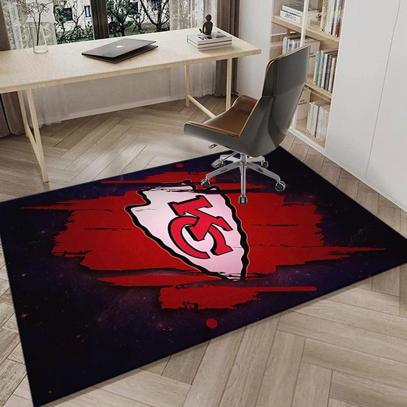 Stadt Chiefs Emblem Bedruckter Teppich für Büro, Stuhlunterlage, Dekorativer Teppich Bodenmatte, Große Größe Fan Geschenke Weihnachtsgeschenke