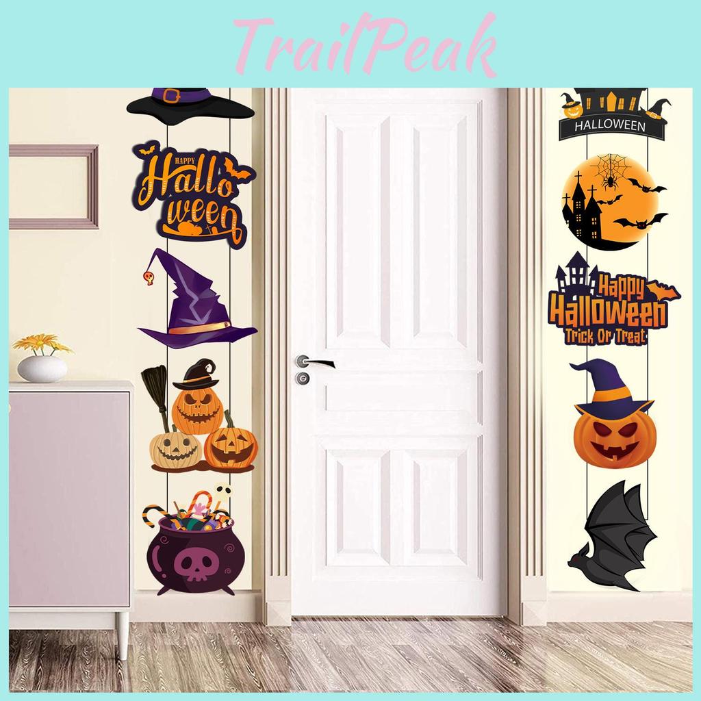 Halloween Door Hanging Decor With Pumpkin And Bat Paper Scene Setter For Party Celebrations