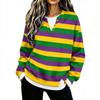 Women's V-Neck Button Front Long Sleeve Top