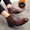 Moda Nuovi Stivali in Pelle da Uomo Stile Italiano Lusso Invernali Extra Cotone Caldi Stivali Chelsea da Uomo Stivali Eleganti da Lavoro Stivaletti Marrone